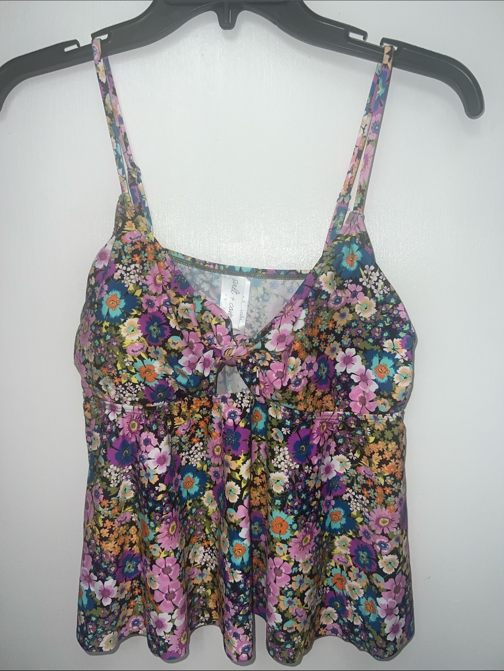Salt + Cove juniors Flower Burst Bow Tankini top, Size XL, NWT